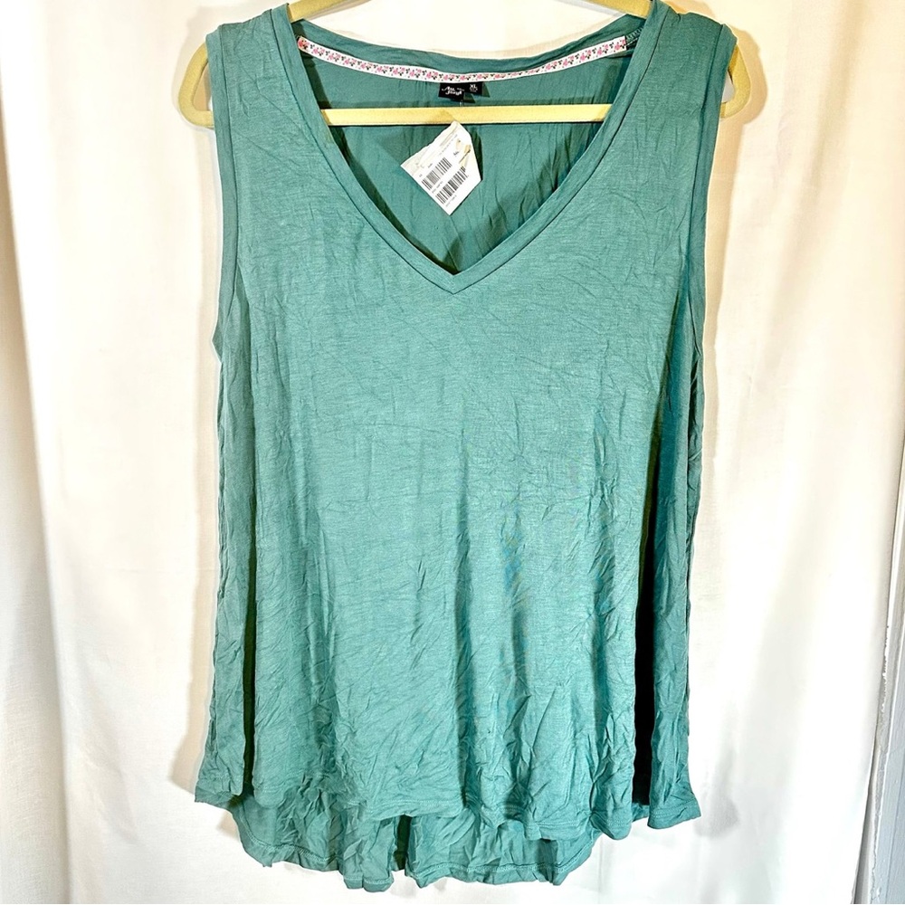 ModCloth Au Fond green flowy v neck tank top XL